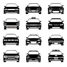 Cars In Front View Black Icons Car Icons Car Front Car Vector