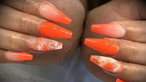 .orange, glittery, acrylic nails, gyaru, 3d nails, flower emboss, nail gem, glam nail, false nails, tropical, beach perfect for your holiday, party, event or photo shoot! Acrylic Nails Orange Design Set Youtube