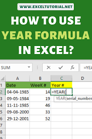 How To Use Year Formula In Excel Excel Tutorials Microsoft Excel Formulas Microsoft Excel