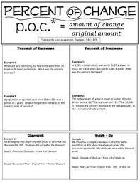 Percent Of Change Mark Up Discount Note Sheet Percents Math Percent Of Change Percentages Math