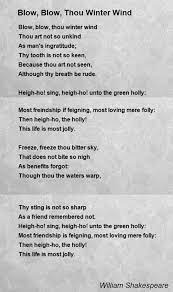 Blow Blow Thou Winter Wind Poem By William Shakespeare Poem Hunter Poems By William Shakespeare Poems Wind Poem