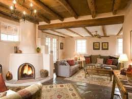 Pueblo Style Great Room With Kiva Fireplace Southwestern Home Home Adobe House