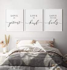 Bible Verse Wall Art 1 Corinthians 13 Above Bed Decor Set Of Etsy Above Bed Decor Bedroom Art Above Bed Bedroom Artwork