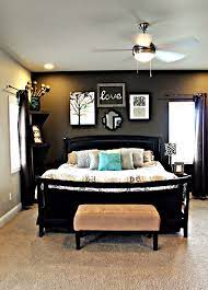 Master Bedroom With Dark Grey Accent Wall Light Grey Walls Dark Furniture And Fun Accent Colors Modern Master Bedroom Home Bedroom Home