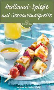 Halloumi Gemuse Spiesse Mit Sesamsauce Rezept Lebensmittel Essen Rezepte Halloumi