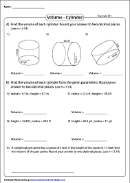 Volume Of A Cylinder Printable Worksheets Volume Of A Cylinder Solving Word Problems Math Tricks