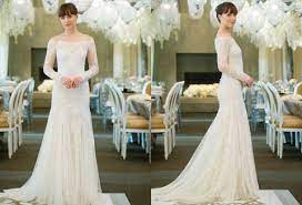Although the earlier fifty shades movies had been justly slammed for a laughable lack of chemistry between the leads, wasted secondary characters, inane. Fifty Shades Freed Wedding Dress Interview Monique Lhuillier Where To Buy Monique Lhuillier Fifty Shades Dress