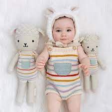 Avery The Lamb Cuddle Kind Hand Knit Doll Baby Photoshoot