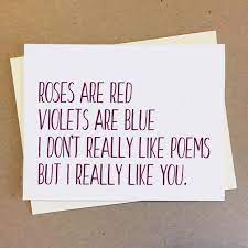 Poem Card Roses Are Red I Really Like You Card Girlfriend Card Boyfriend Card Couple Card Love Poems For Boyfriend Roses Are Red Poems Roses Are Red Funny