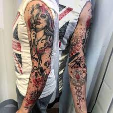 My Finished Trash Polka Sleeve Done By Neon At Point Of Entry Tattoo In Derry Nh Trash Polka Tattoo Trash Polka Trash Polka Tattoo Designs