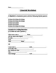 Limerick Poem Worksheet Limerick Poem Limerick Poetry Poem Template