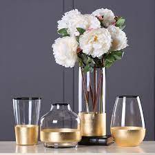 Golden Foil Glass Flower Vase Glass Flower Vases Flower Vases Vase Crafts