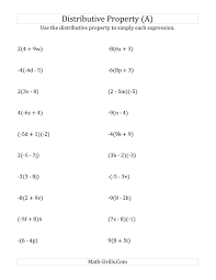 The Using The Distributive Property Answers Do Not Include Exponents A Math Worksheet F Algebra Worksheets 8th Grade Math Worksheets Pre Algebra Worksheets