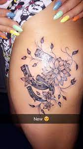 Thigh Tattoo Horse Hooves Flowers Country Tattoos Thigh Tattoos Women Cowgirl Tattoos