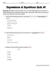 This Product Is A 10 Question Multiple Choice Quiz That Can Be Given At The Beginning O Writing Algebraic Expressions Algebraic Expressions Order Of Operations