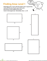 Find The Area Of A Rectangle Easy Worksheet Education Com Area Worksheets Geometry Lesson Plans Kids Math Worksheets