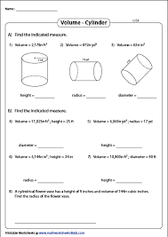 Volume Of A Cylinder Printable Worksheets Solving Word Problems Volume Of A Cylinder Printable Worksheets