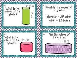 Finding Volume Of A Cylinder Task Cards Task Cards Finding Volume Student Teaching