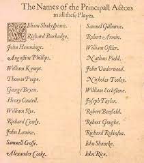 The First Folio Lists The Actors Life And Times Internet Shakespeare Editions