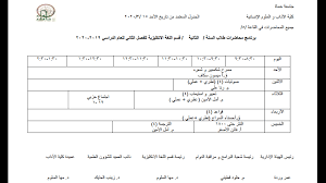 برنامج محاضرات طلاب قسم اللغة الانكليزية للفصل الثاني من العام الدراسي2019 2020 كلية الآداب و العلوم الإنسانية