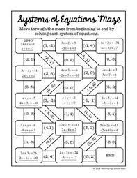 Algebra Digital Interactive Math Solving Systems Of Equations Maze Systems Of Equations Equations School Algebra