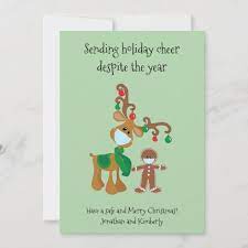 Sending Holiday Cheer Reindeer Face Mask 2020 Zazzle Com Christmas Card Sayings Funny Xmas Cards Holiday Cheer