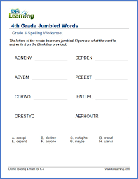 A list of four letter scrabble words starting with m. Jumbled Words For Grade 4 K5 Learning