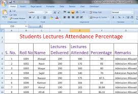 Excel Worksheet For Calculating Lecture Attendance Percentage Of Students Microsoft Excel Formulas Excel Microsoft Excel