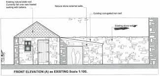 Front Elevation As Existing Existing Natural Slate Roof Currently Felt Over New Treated Sarking With Battens Natural St Front Elevation Slate Roof Stone Wall