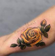 Yellow Rose Tattoo Miss Wild West On Instagram I Love Tattooing Flowers Harta Yellow Rose Tattoos Rose Shoulder Tattoo Watercolor Rose Tattoos