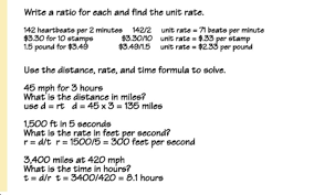 Math Distance Rate Time Distance Formula Unit Rate Math Notes