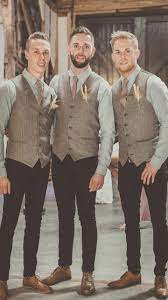 Dressing your groomsmen is both stressful and tough. Mens Wedding Attire Rose Gold Tie Fall Barn Wedding Wedding Waistcoats Wedding Groomsmen