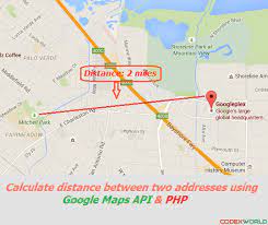 Distance Between Two Addresses Using Google Maps Api And Php Codexworld Web Development Tutorial Google Maps Map