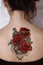 Florence Red Rose Black Lace Temporary Tattoo Lace Tattoo Lace Tattoo Design Sleeve Tattoos