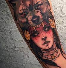 Matt Tischler S Work 3 Traditional Tattoo Headdress Tattoo Artemis Tattoo