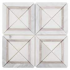 Gray And White Squares Marble Mosaic Floor Decor Marble Mosaic Floor Marble Mosaic Mosaic