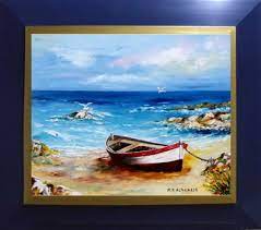 Tableau Peinture Tableaux De Provence Bord De Mer Marine Barque Peche Roche Peintres De Provence Marine Peinture A L Hu Peinture Art De La Peinture Les Arts