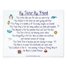My Sister My Friend Poem With Graphics Invitation Zazzle Co Uk Friend Poems Best Friend Poems Prayers For My Sister