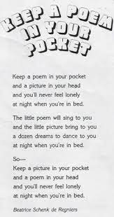 Elementary School Enrichment Activities Keep A Poem In Your Pocket Kids Poems Funny Poems For Kids Poetry For Kids