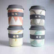 Reusable Coffee Cup Porcelain Cup With Lid Bandit Etsy Reusable Coffee Cup Coffee Cups Take Away Cup