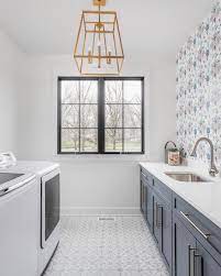 Laundry Room View I M Thinking Open Shelves On The Wallpaper Side And I Have To Figure Out Something For Next Laundry Room Tile The Tile Shop Best Floor Tiles