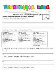 Quiz On The Poem Mother To Son By Langston Hughes 11 Open Ended Questionscover A Variety Analysis Of Th Poetry Lesson Plans Poem Mother To Son Poetry Lessons