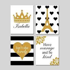 Gold Paris Decor Gold Black Paris Bedroom Decor Paris Bedroom Etsy Paris Decor Bedroom Paris Bedroom Girls Room Decor