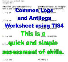 Common Logs Logarithms And Antilogs Worksheet Worksheets Algebra Graphing Calculator