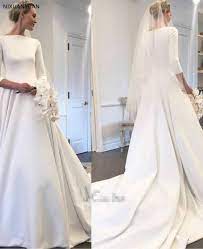 (the two divorced two years later.) but her second wedding dress was the. A Line 2021 Wedding Dresses With Three Quarter Sleeve New Meghan Markle Style Vintage Bateau Covered Buttons Back Simple Bridal Wedding Dresses Aliexpress