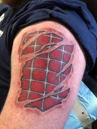 Touched Up Spider Man Ripped Skin 3d Tattoo