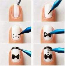 Flores, piedras, tonos pasteles, puntos, cuadros y demás; Dise Os De U As Faciles Nail Art Tutorial Bow Tie Nails Nail Art Hacks