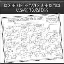 Finding Unknown Measures In Similar Triangles Worksheet Maze Activity Similar Triangles Maze Worksheet Triangle Worksheet