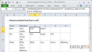 Excel Formula Extract Multiple Lines From A Cell Exceljet