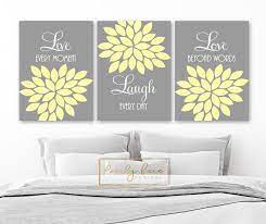 Live Laugh Love Wall Art Yellow Gray Bedroom Wall Decor Etsy Yellow Grey Bedroom Walls Wall Decor Bedroom Yellow Wall Decor